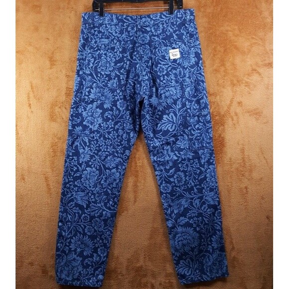 ROY ROGERS DAVES NEW YORK Jeans Mens Sz 30 Blue Floral Carpenter STATEMENT $185 - Picture 4 of 11